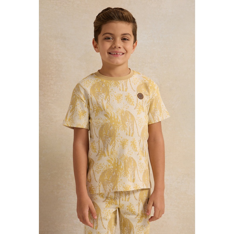 Boys Yellow Jacquard T-shirt|2-3 Years|3-4 Years|4-5 Years|5-6 Years|6-7 Years|7-8 Years