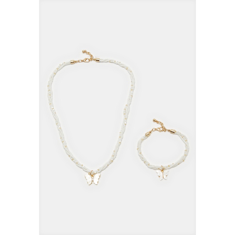 Girls Gold Necklace & Bracelet Set (2 Piece)