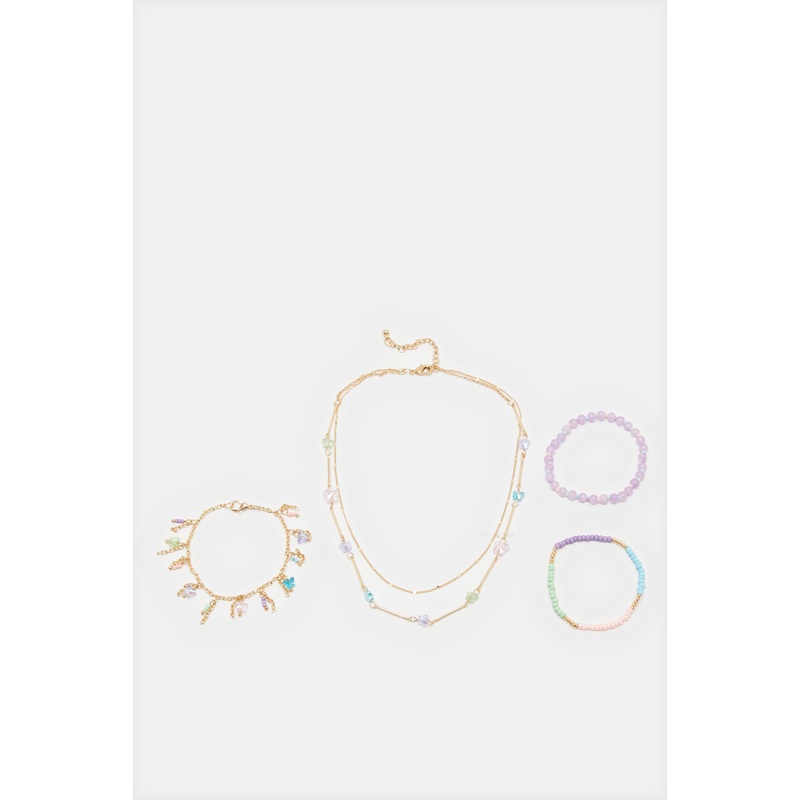 Girls Gold Necklace & Bracelet Set (4 Piece)