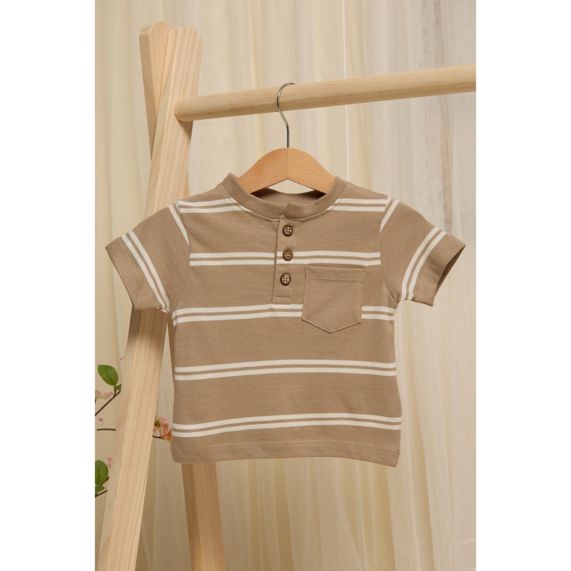 Infant Boys Beige And White Striped T-shirt