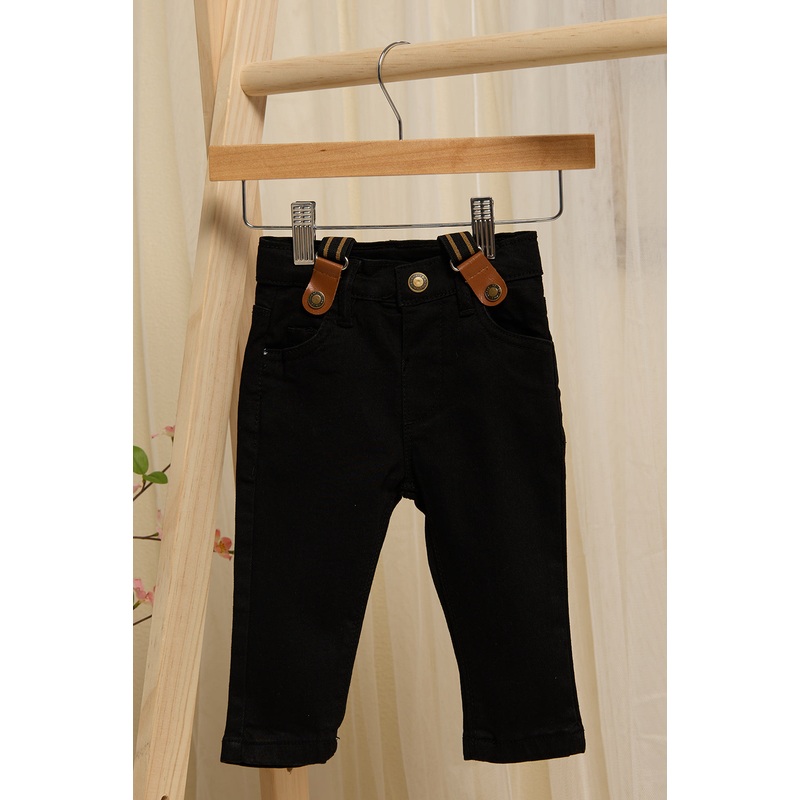 Infant Boys Black Jeans With Suspender