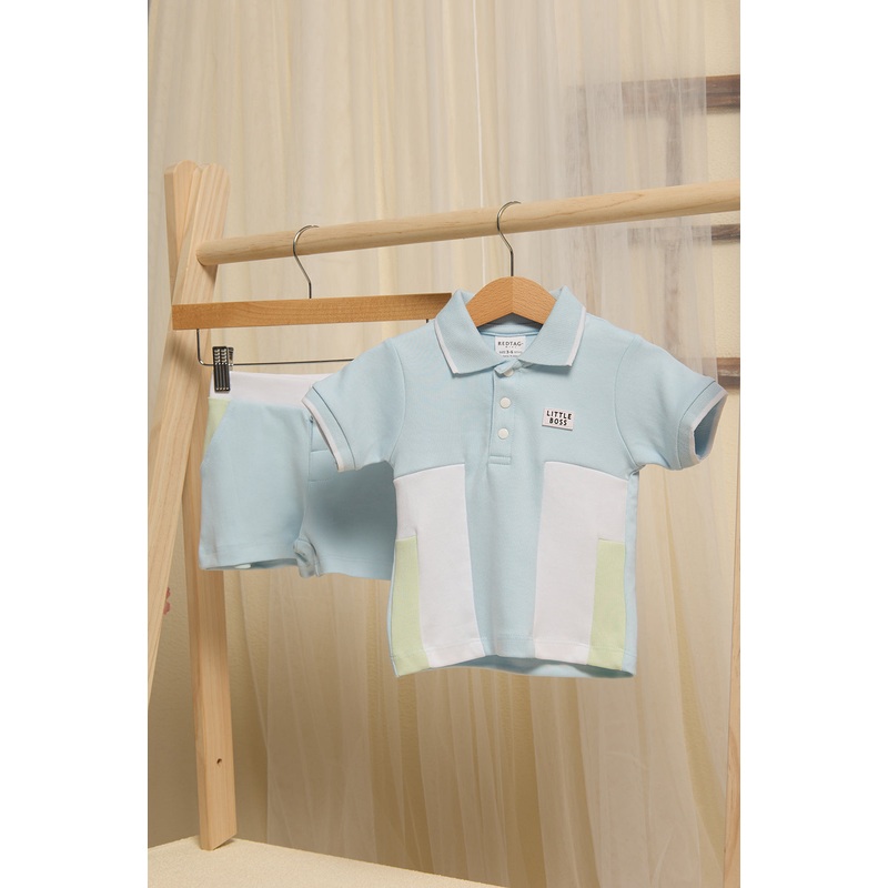Infant Boys Blue Cut And Sew  Set (2 Piece)