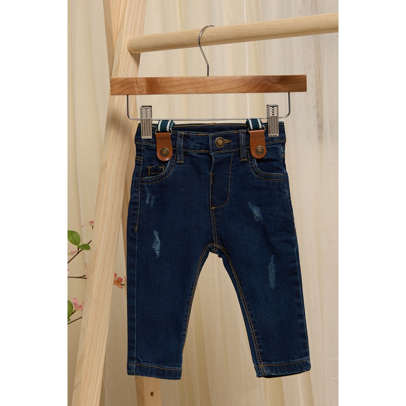 Infant Boys Blue  Jeans With Suspender