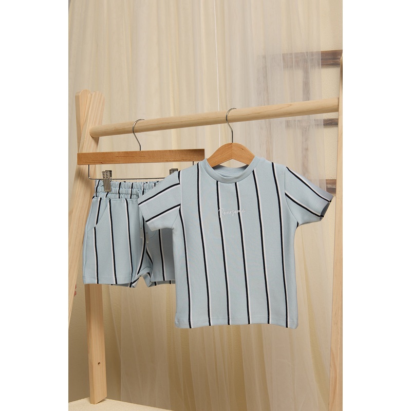 Infant Boys Blue Striped  Set(2 Piece)