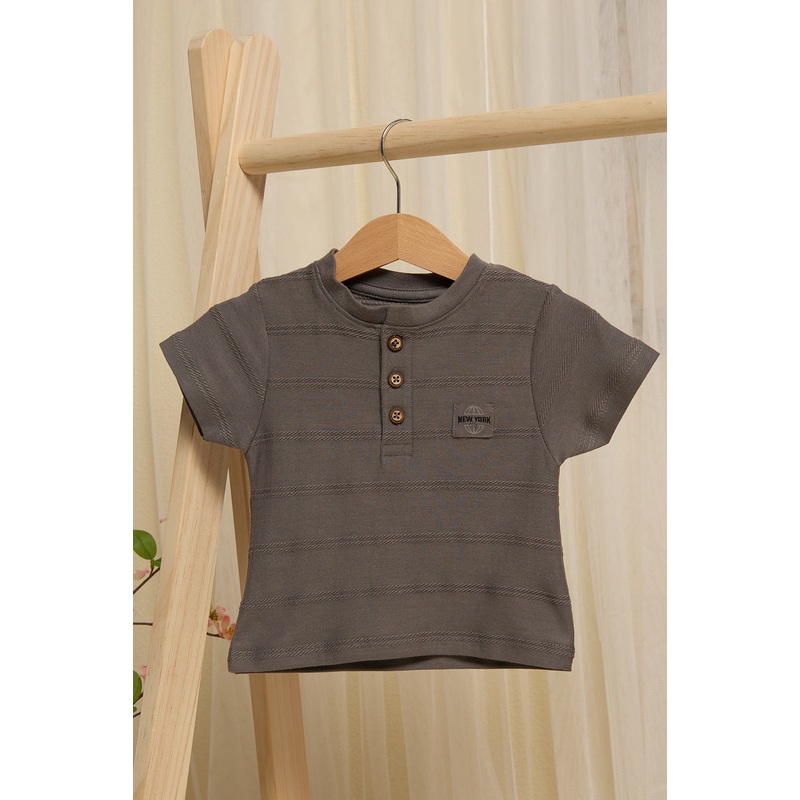 Infant Boys Brown Jacquard T-shirt