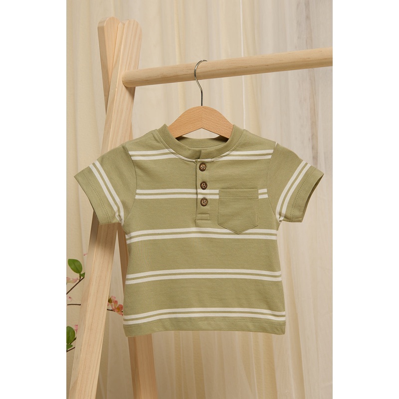 Infant Boys Green Striped T-shirt