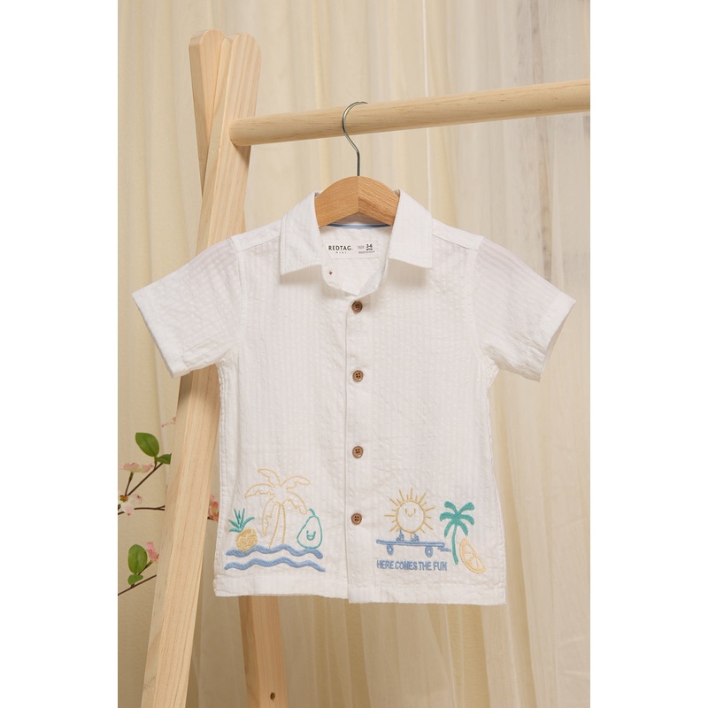 Infant Boys White Embellished Shirt