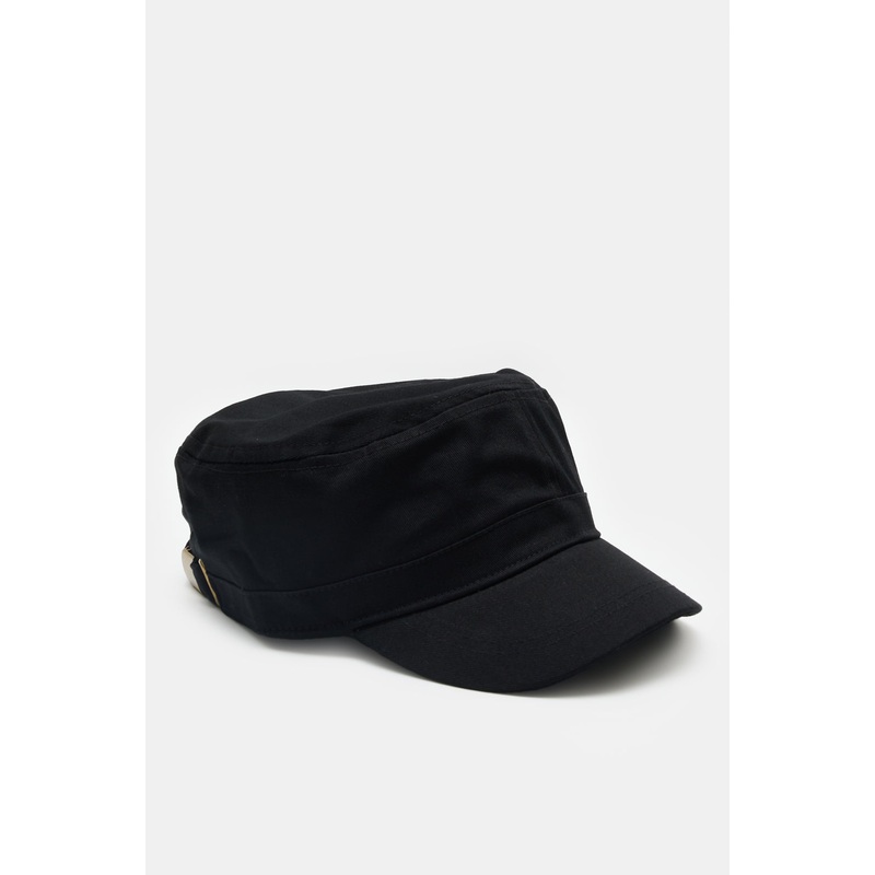 Men Black Solid Cap