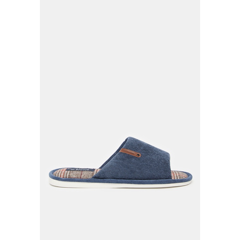 Men Navy Checkered Slipper|Small|Medium|Large