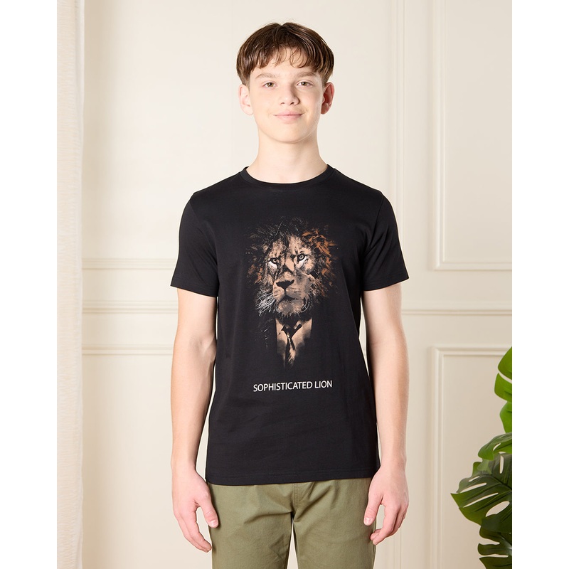 Senior Boys Black Graphic T-Shirt