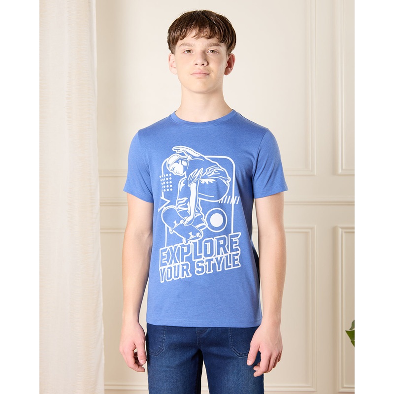 Senior Boys Blue Graphic T-Shirt