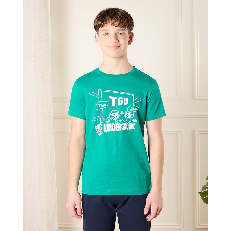 Senior Boys Green Graphic T-Shirt