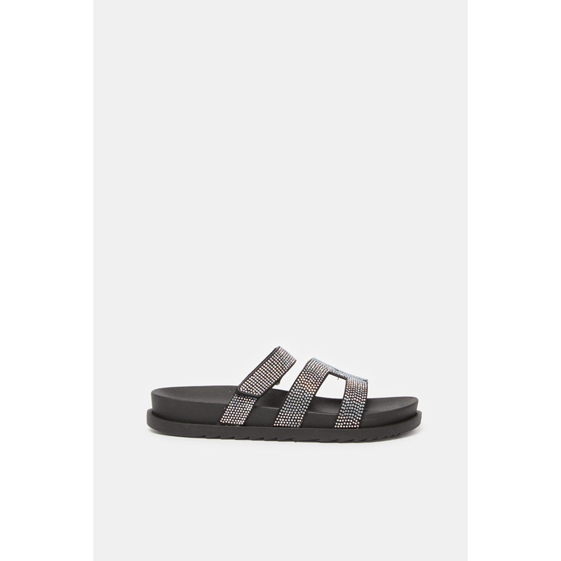 Women Black Embellished Sandals