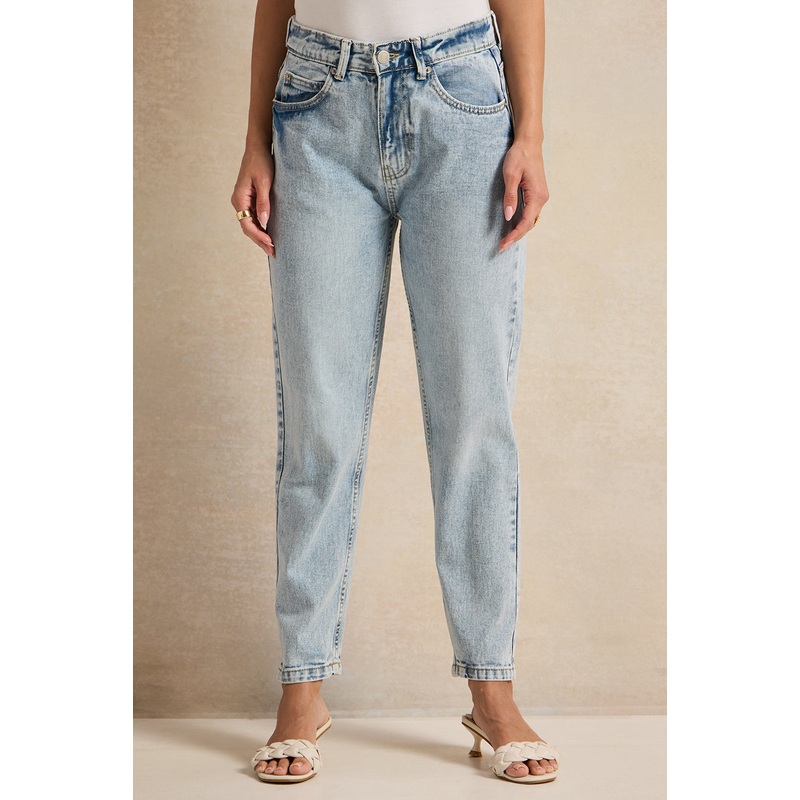 Women Blue Solid Mom Jeans|UK8|UK10|UK12|UK14|UK16|UK18