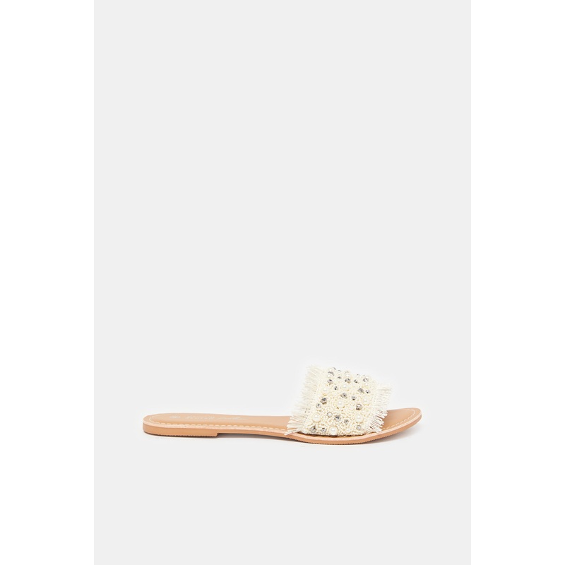 Women Ivory Pearl Trim Mule|EU36|EU37|EU38|EU39|EU40|EU41