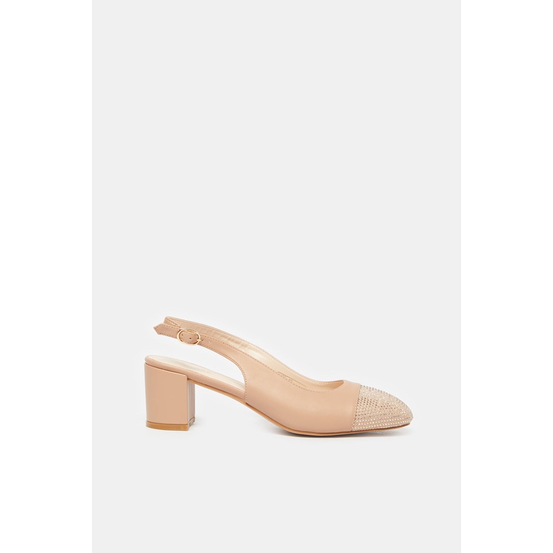 Women Pink Slingback With Diamante Trim