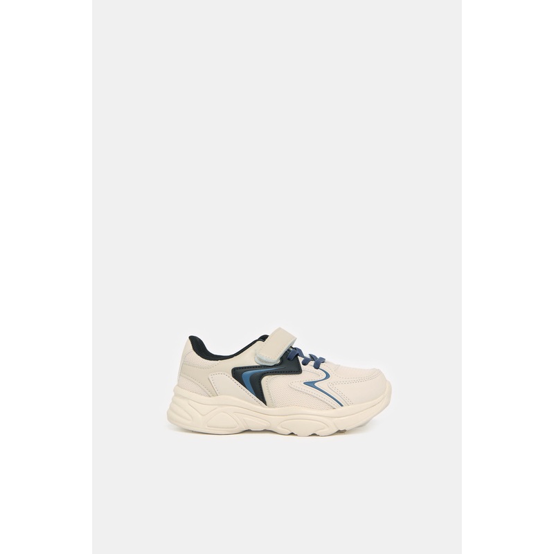 Boys Beige Material Block Chunky Sneakers