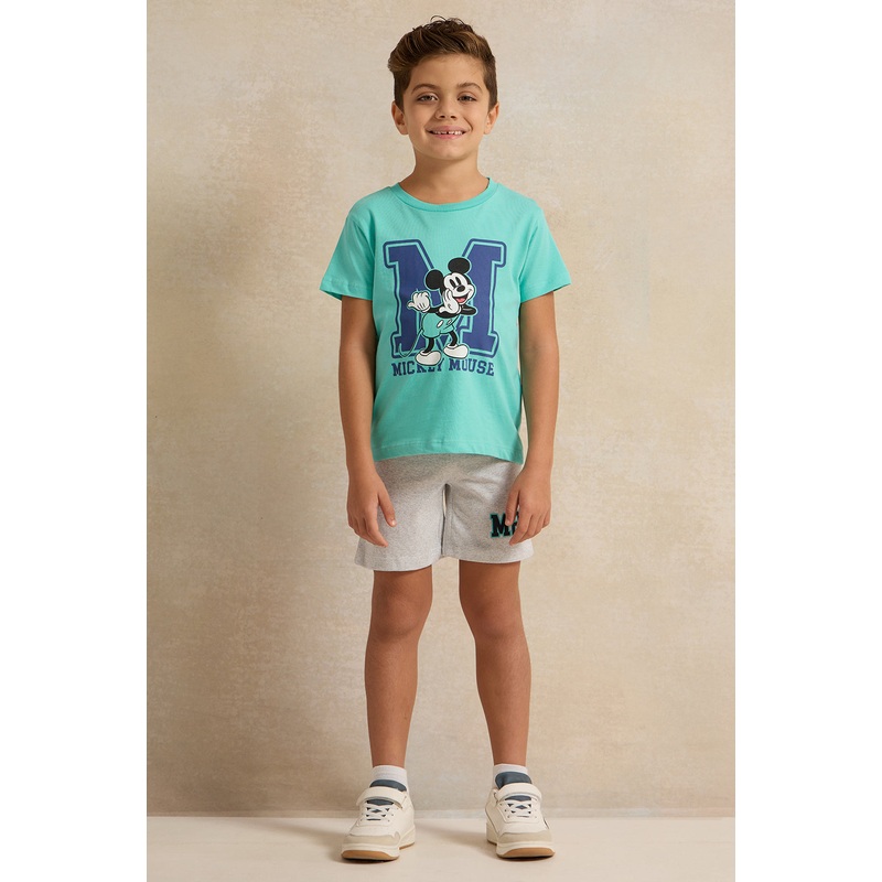 Boys Green And Grey Mickey T-shirt And Short Set