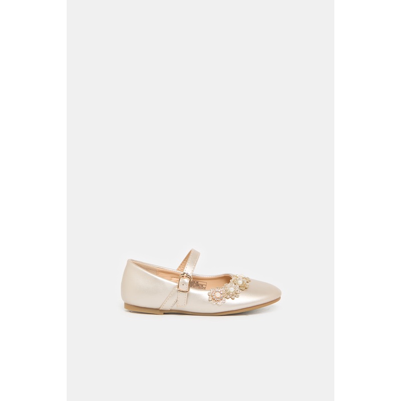 Girls  Gold Floral Ballerina|EU25|EU26|EU27|EU28|EU29|EU30