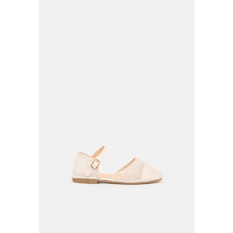 Girls Ivory Diamante Ballerina