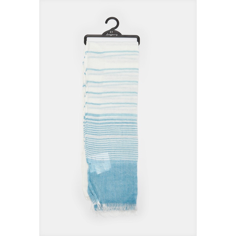 Girls White And Blue Stripe Scarf
