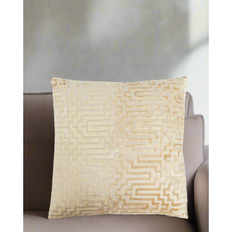 Gold Geometric Jacquard Cushion