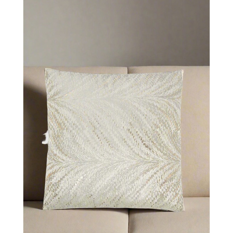 Grey And Gold Abstract Leaves Jacquard Cushion