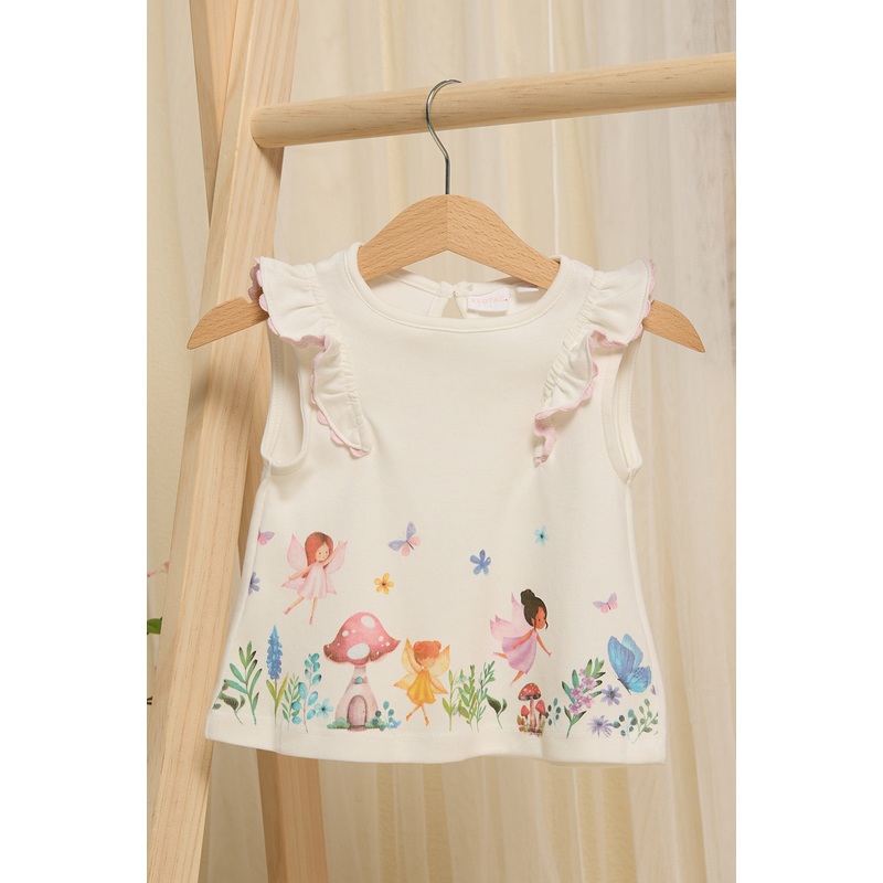Infant Girls Ivory Border Print Blouse