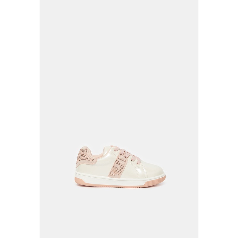 Infant Girls White Embellished Sneakers