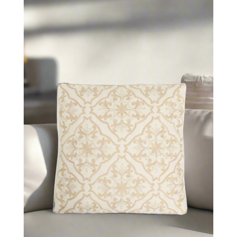 Ivory/Gold Embroidered Cushion