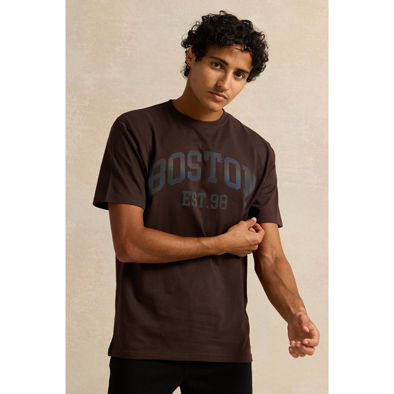Men Brown Printed T-Shirt|Small|Medium|Large|X-Large|XX-Large