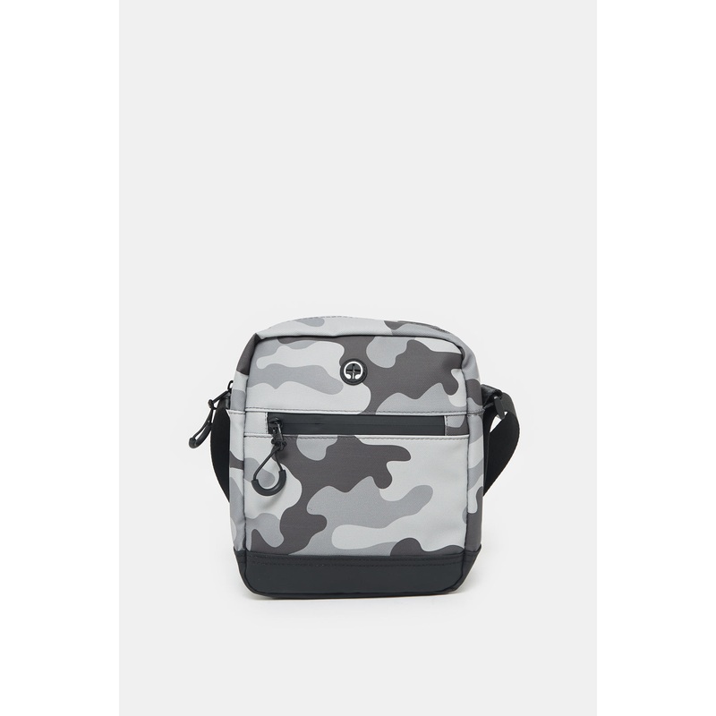 Men Grey Camouflages Cross Body Bag