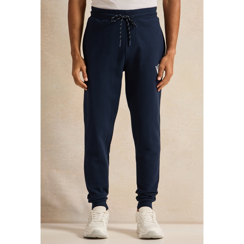 Men Navy Logo Print Active Pants