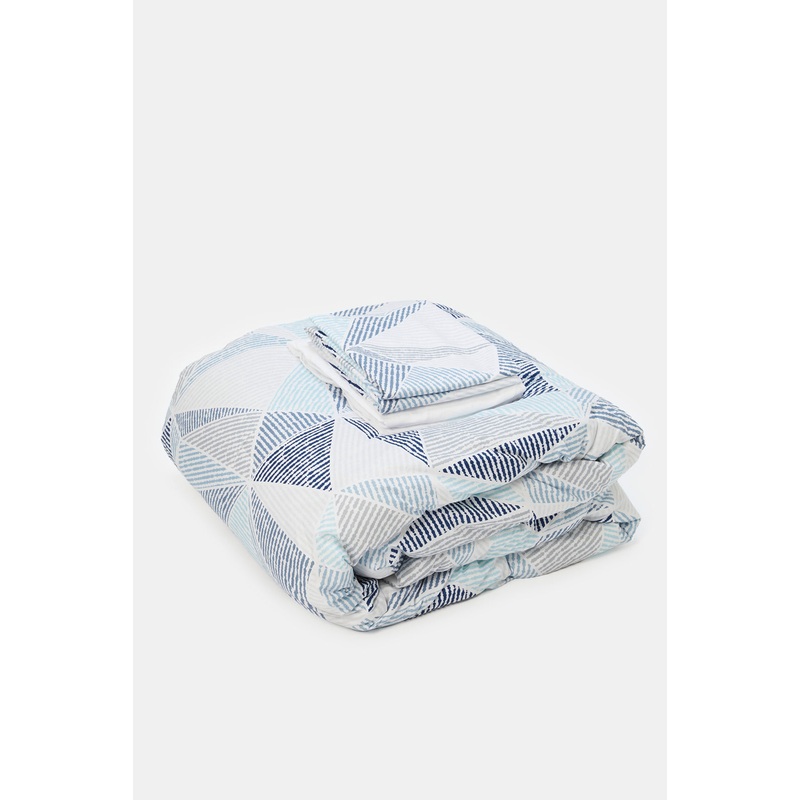 Pink 4 Piece Check Printed Comforter Set (Double Size)