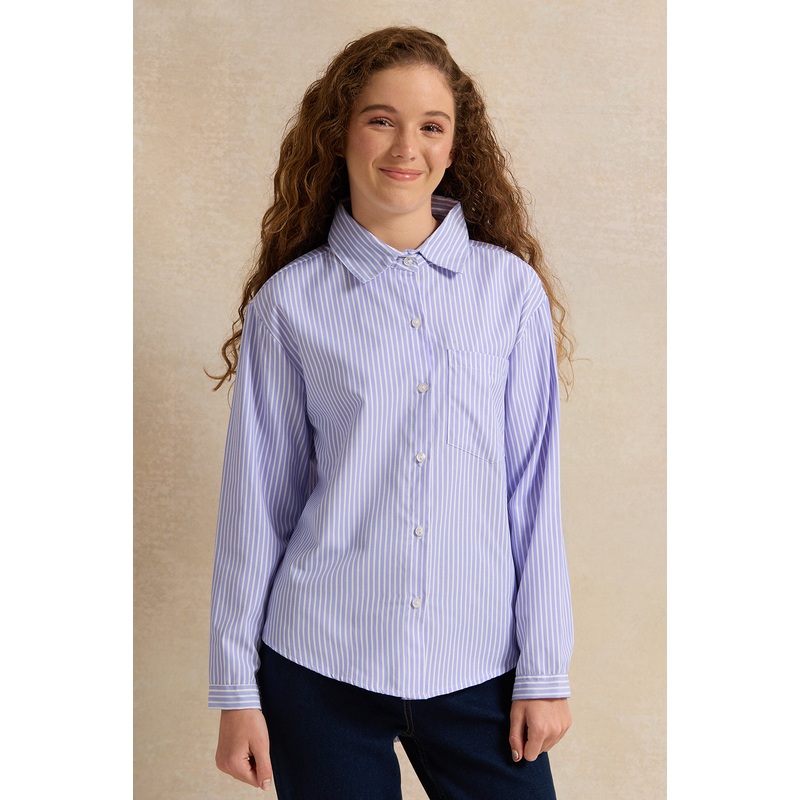 Senior Girls Blue Striped Shirt