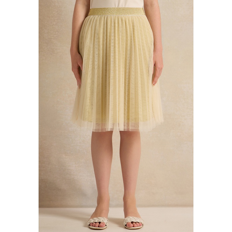 Senior Girls Gold Pleated Tulle Skirt