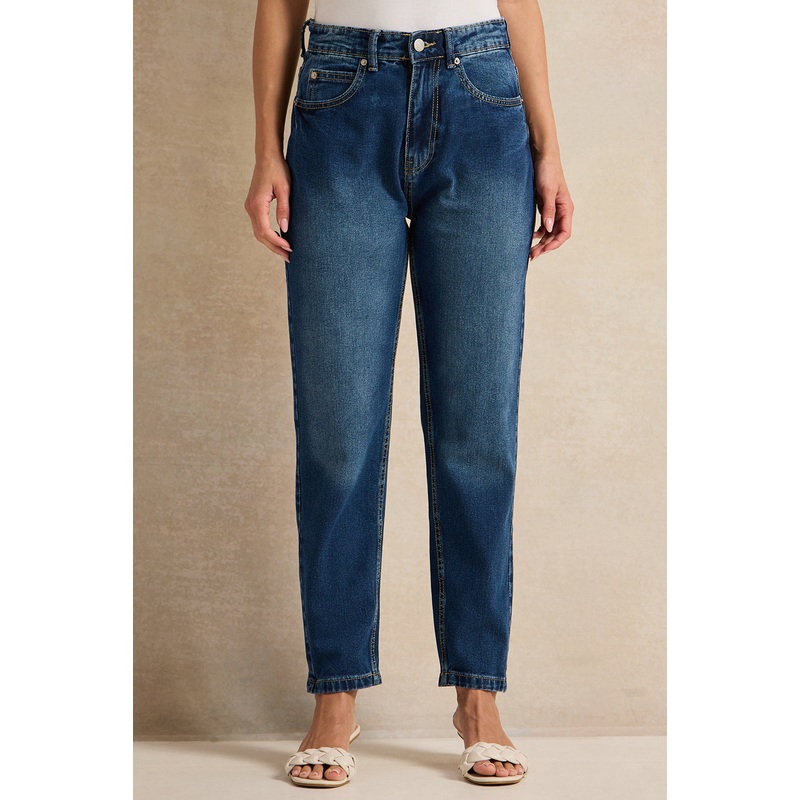 Women Navy Solid Mom Jeans|UK8|UK10|UK12|UK14|UK16|UK18