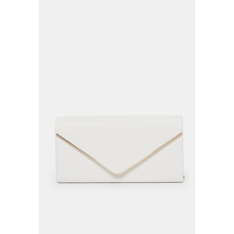Women White Embellished Clutch