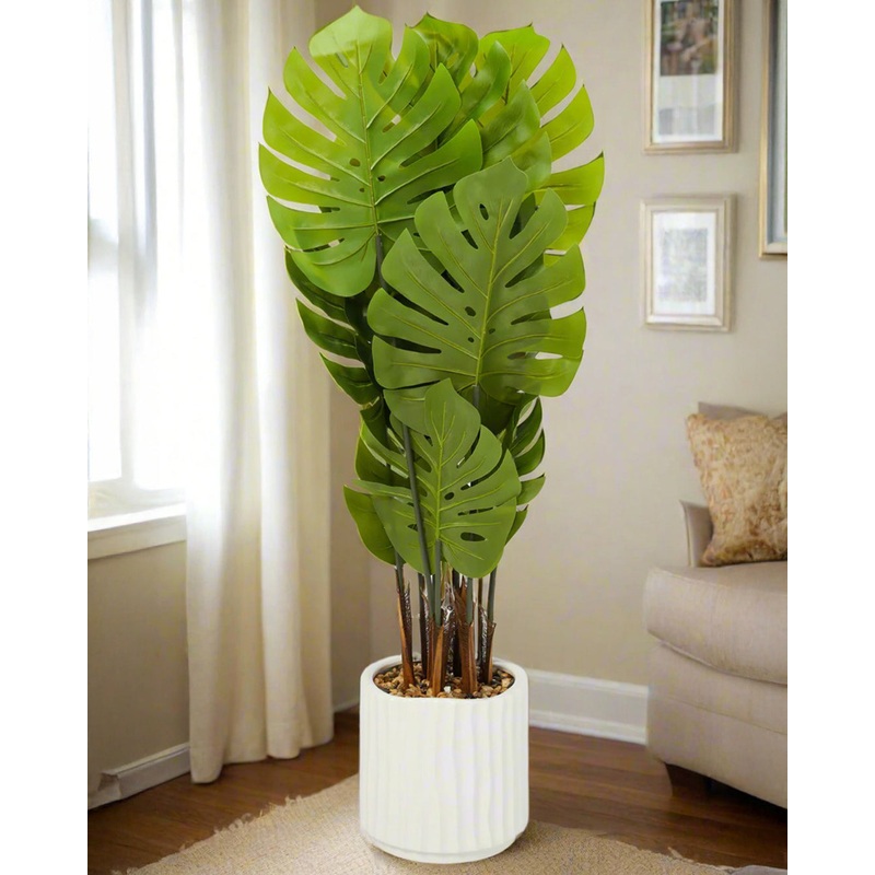 Artificial Monstera In Ceramic Pot