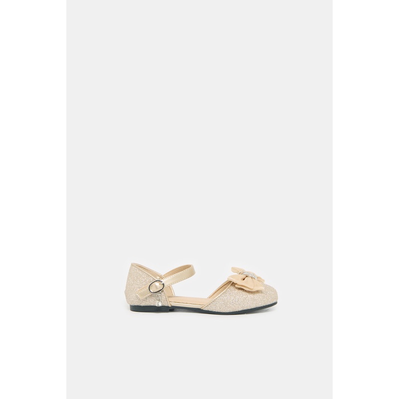 Girls Gold Bow Glitter Ballerina