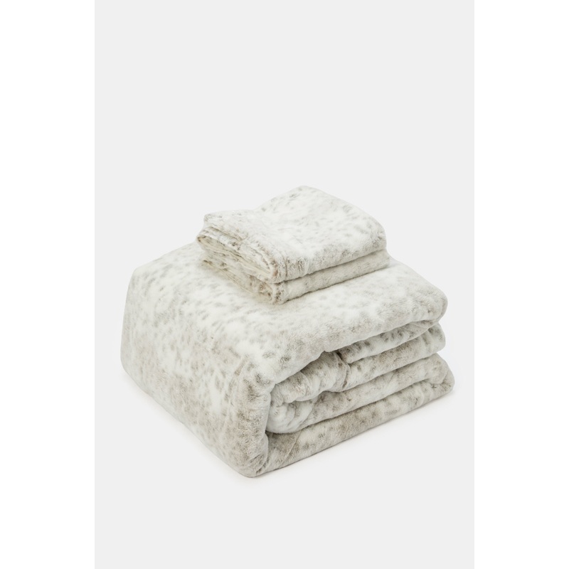 Grey 3 Piece Fur Comforter(King Size)