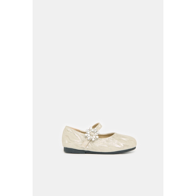 Infant Girls Gold Diamante Ballerina