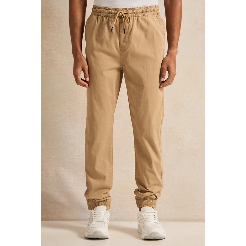 Men Beige Twill Joggers|Small|Medium|Large|X-Large|XX-Large