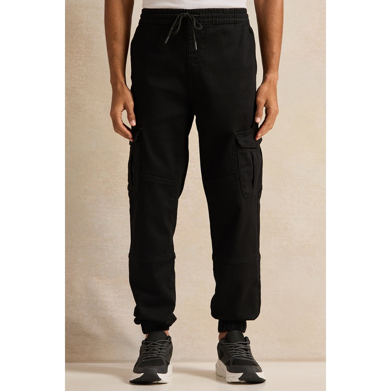 Men Black Cargo Joggers|30 Waist|32 Waist|34 Waist|36 Waist|38 Waist