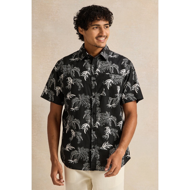 Men Black Printed  Casual Shirt