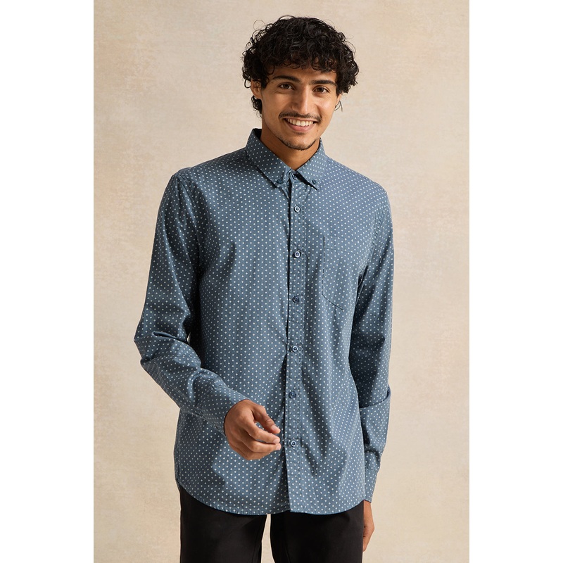 Men Blue Printed Casual Shirt|Small|Medium|Large|X-Large|XX-Large