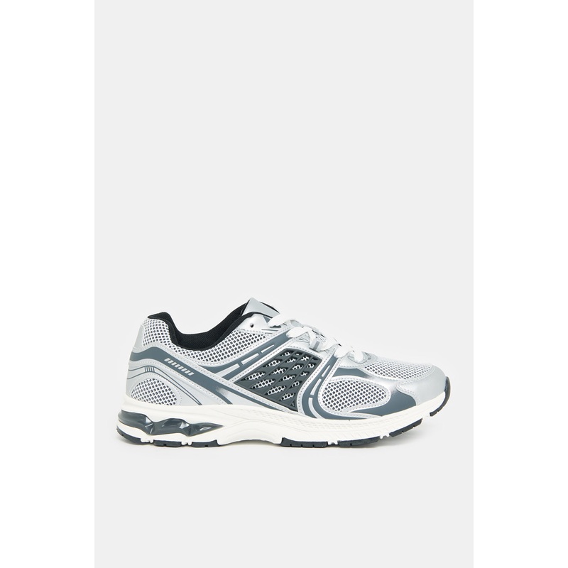 Men White Color Block Chunky Trainers