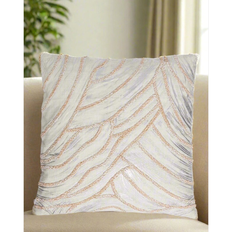Pink Abstract Embroidered Cushion