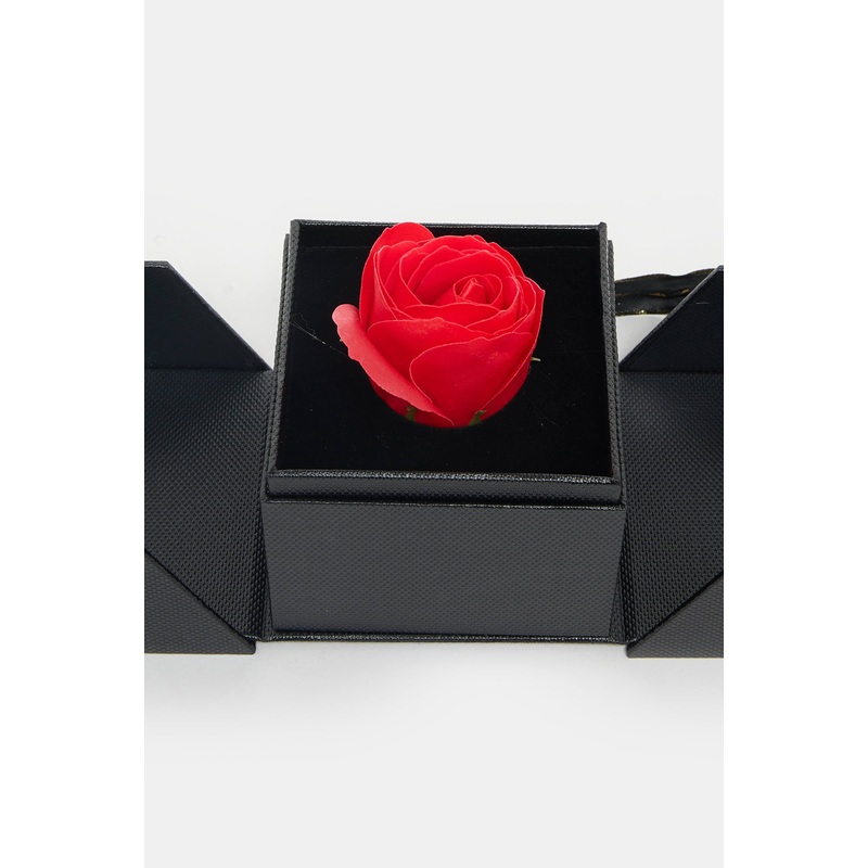 Red Artificial Flower Gift Box With Necklace