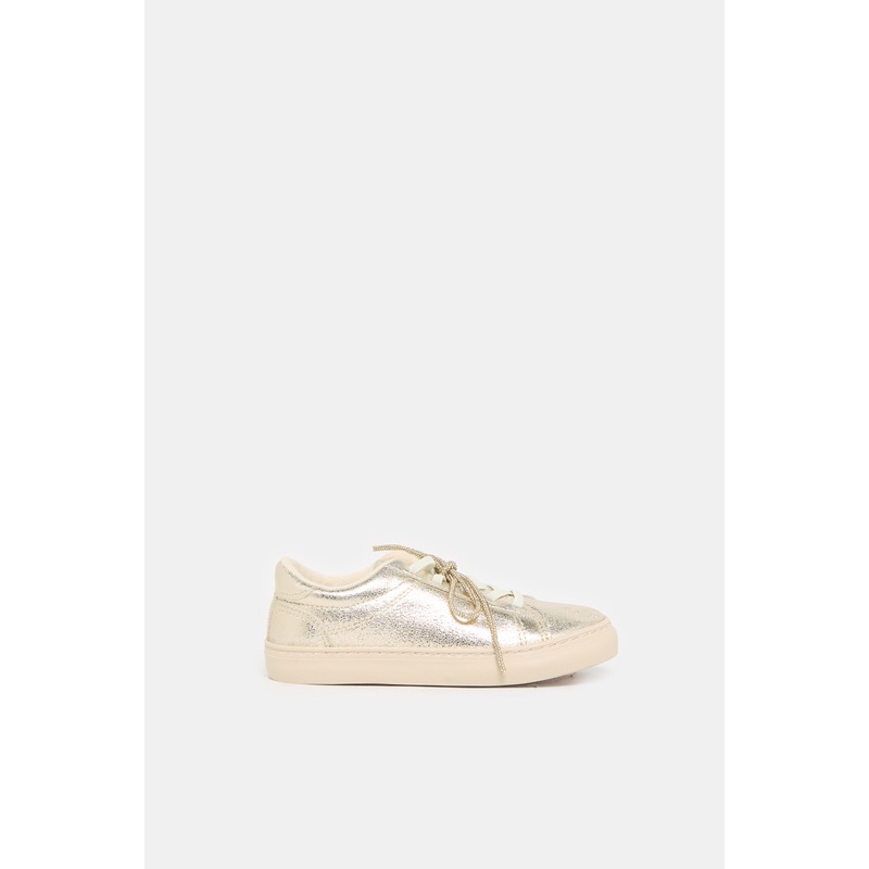 Senior Girls Gold Lace -Up Sneaker